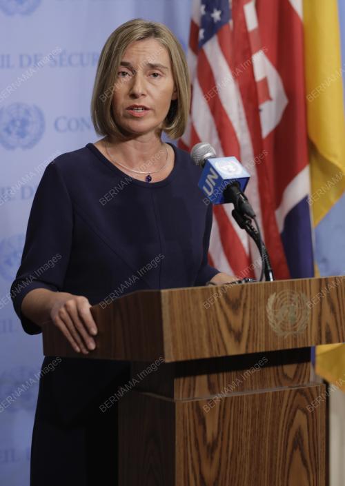 Federica Mogherini from EU Presser at UN