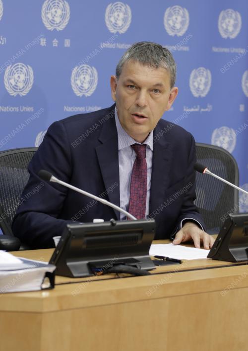 Presser by Philippe Lazzarini today at UN