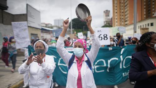 Health workers protest in Venezuela