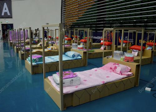EMPTY BEDS AT A FIELD HOSPITAL